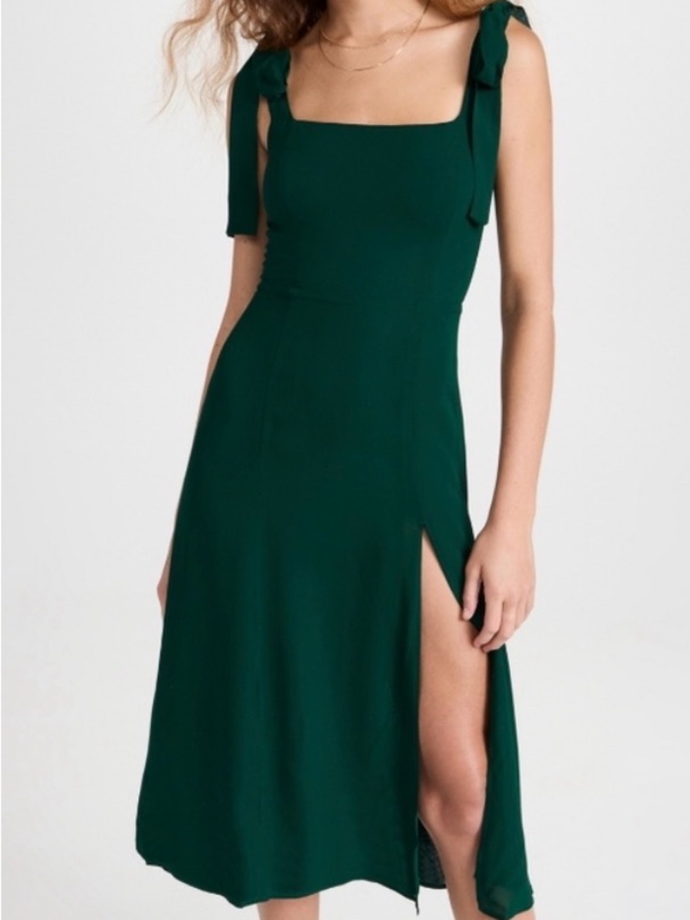 Reformation Twilight emerald  Green Tie-Shoulder Midi Dress